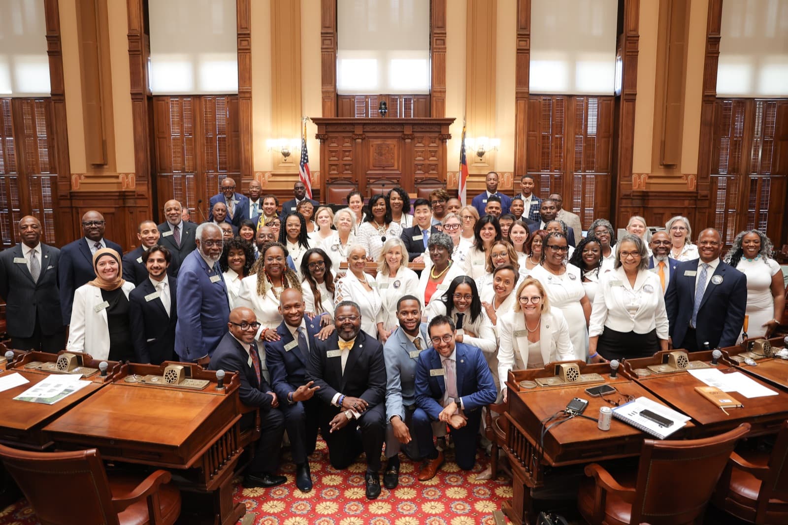Georgia House Democrats gathered on the chamber floor